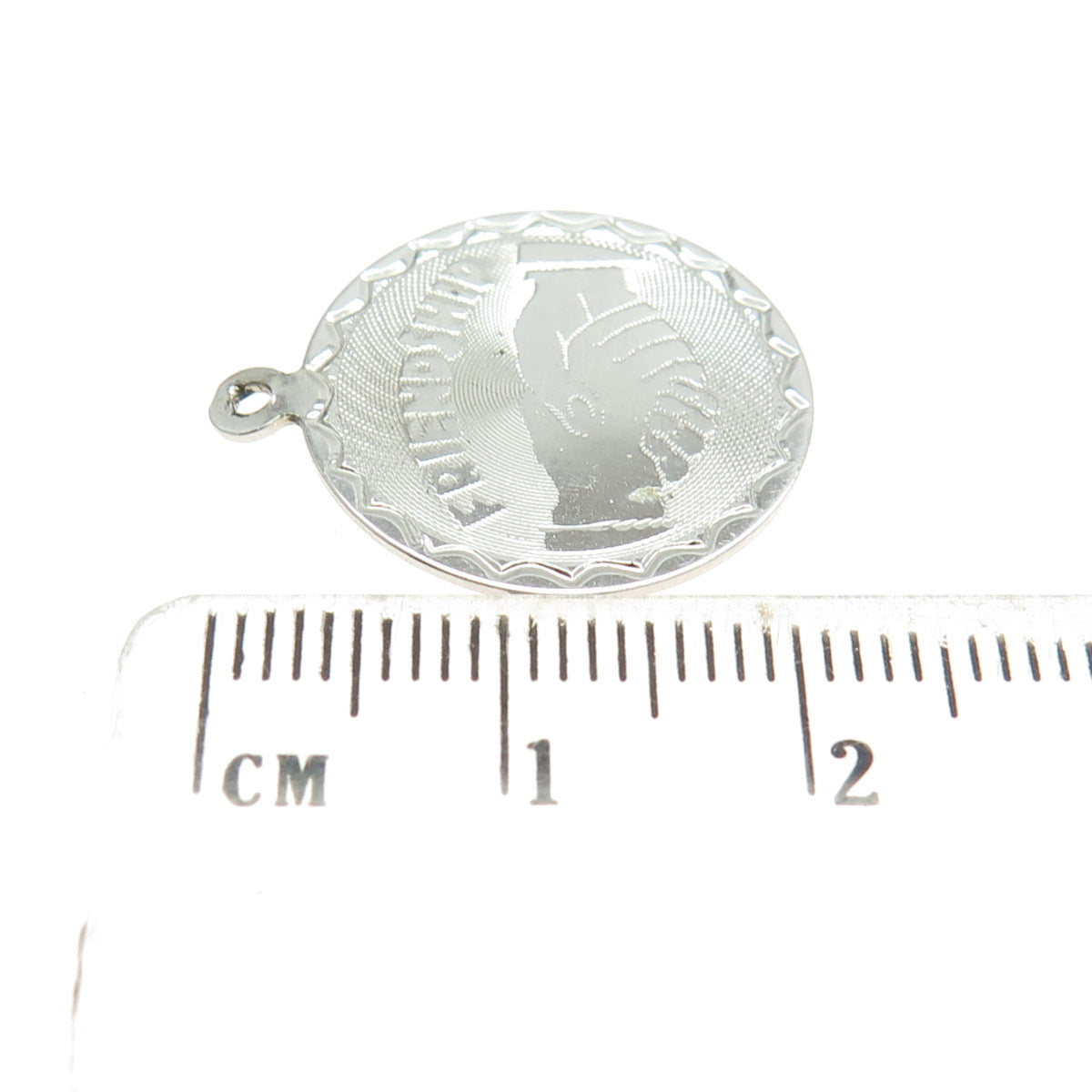 925 Sterling Silver Vintage "Friendship" Handshake Round Pendant