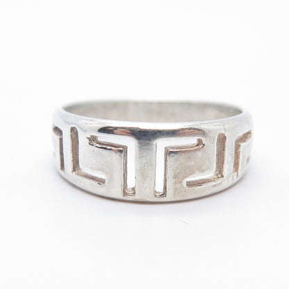 925 Sterling Silver Vintage Cutout Maze Band Ring Size 7.25