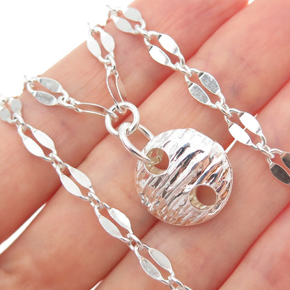 925 Sterling Silver Vintage Italy Modernist Disc Coffee Bean Chain Necklace 16"