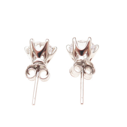 925 Sterling Silver Round-Cut C Z Stud Earrings