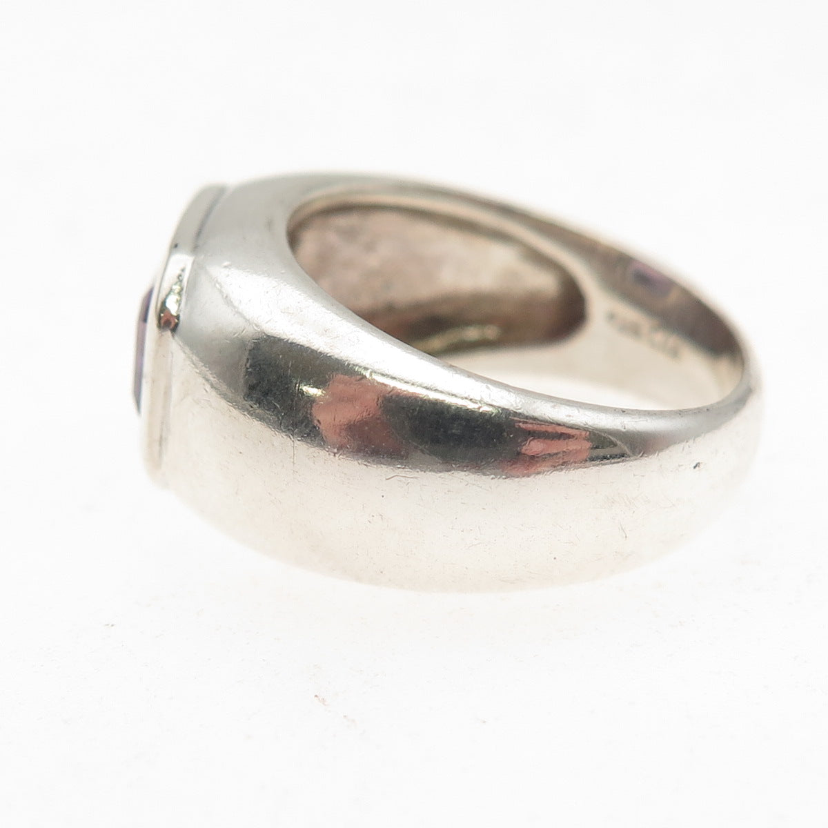 CNA Pranda 925 Sterling Silver Vintage Real Amethyst Modernist Ring Size 7