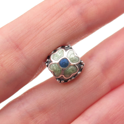 Pandora 925 Sterling Silver Enamel Daisy Flower Slide Bead Charm