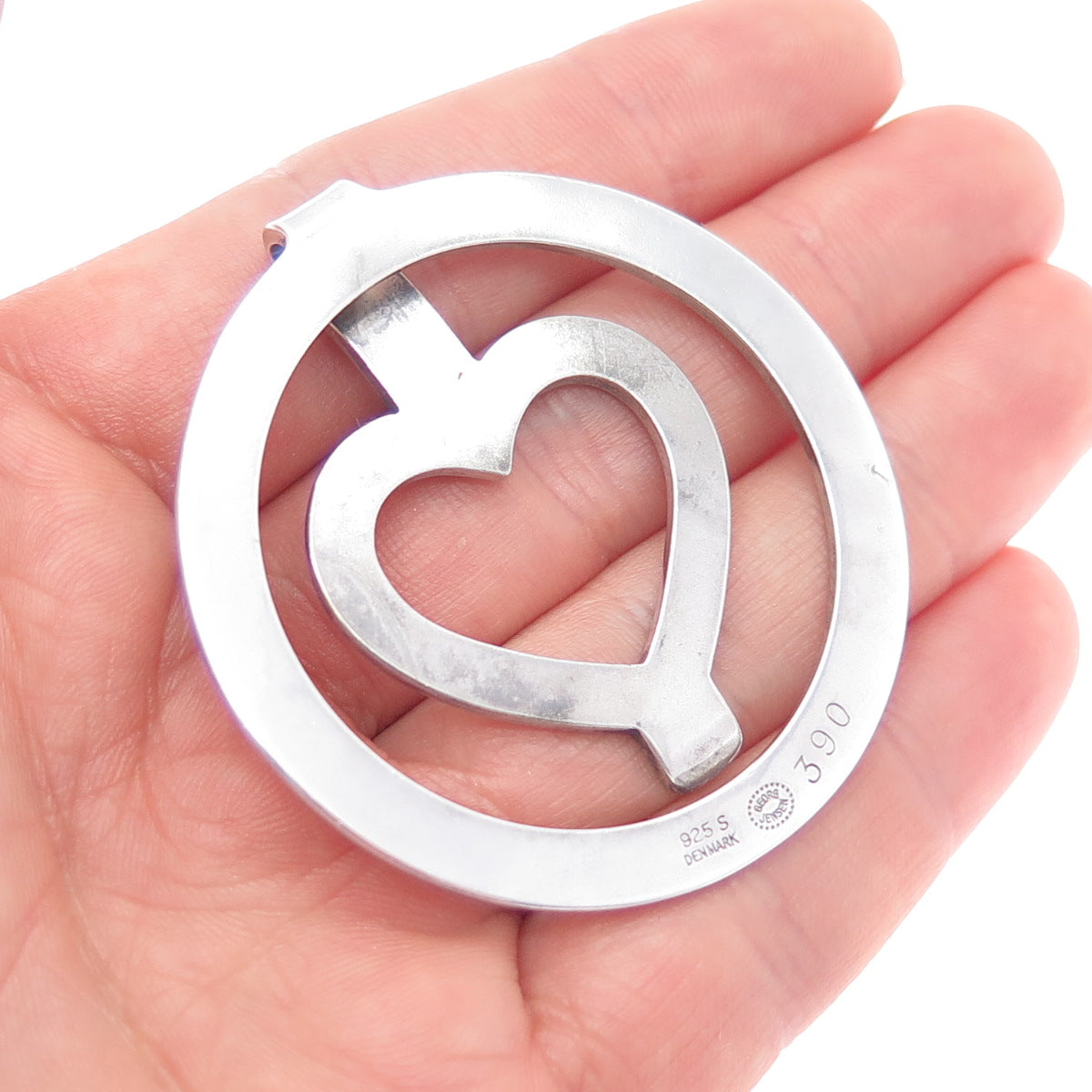 GEORG JENSEN 925S Sterling Silver Antique Denmark Heart Money Clip #390
