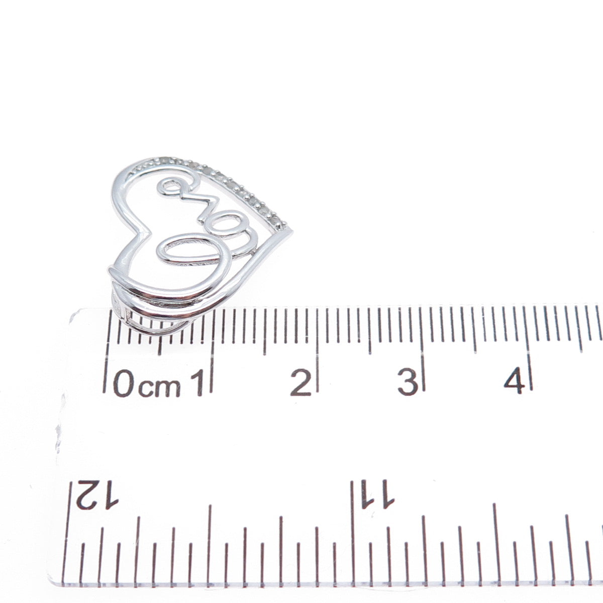 CHARLES WINSTON 925 Sterling Silver Real Diamond Love Heart Mini Slide Pendant