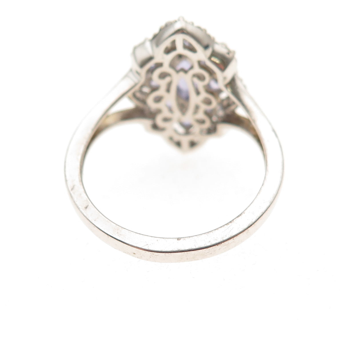 Chuck Clemency 925 Sterling Silver Real Tanzanite & White Topaz Ring Size 8