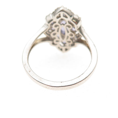 Chuck Clemency 925 Sterling Silver Real Tanzanite & White Topaz Ring Size 8