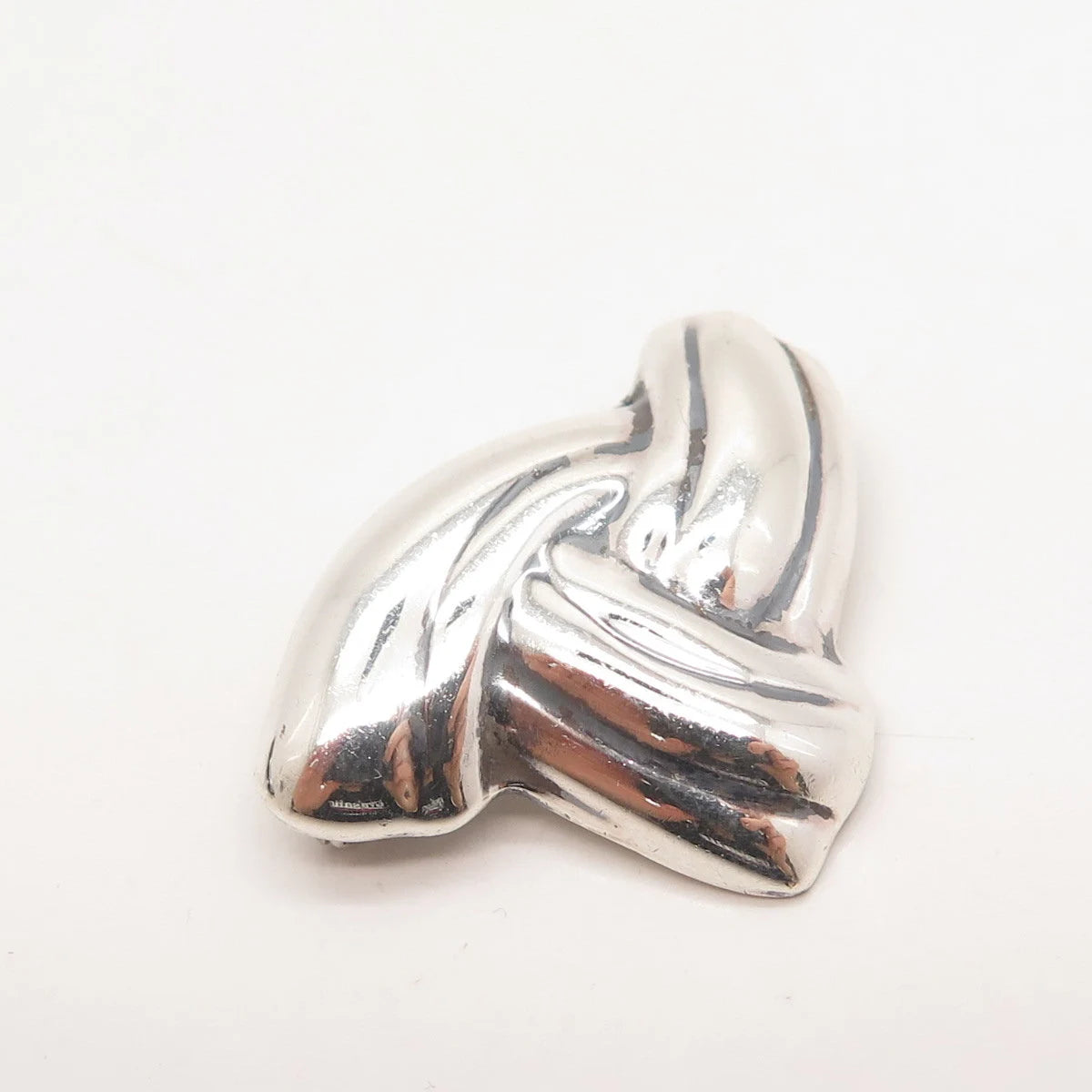 925 Sterling Silver Vintage Mexico Ribbed Knot Pin Brooch