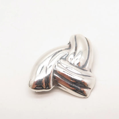 925 Sterling Silver Vintage Mexico Ribbed Knot Pin Brooch