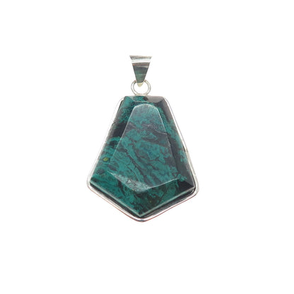 925 Sterling Silver Vintage Chrysocolla Modernist Charm Pendant