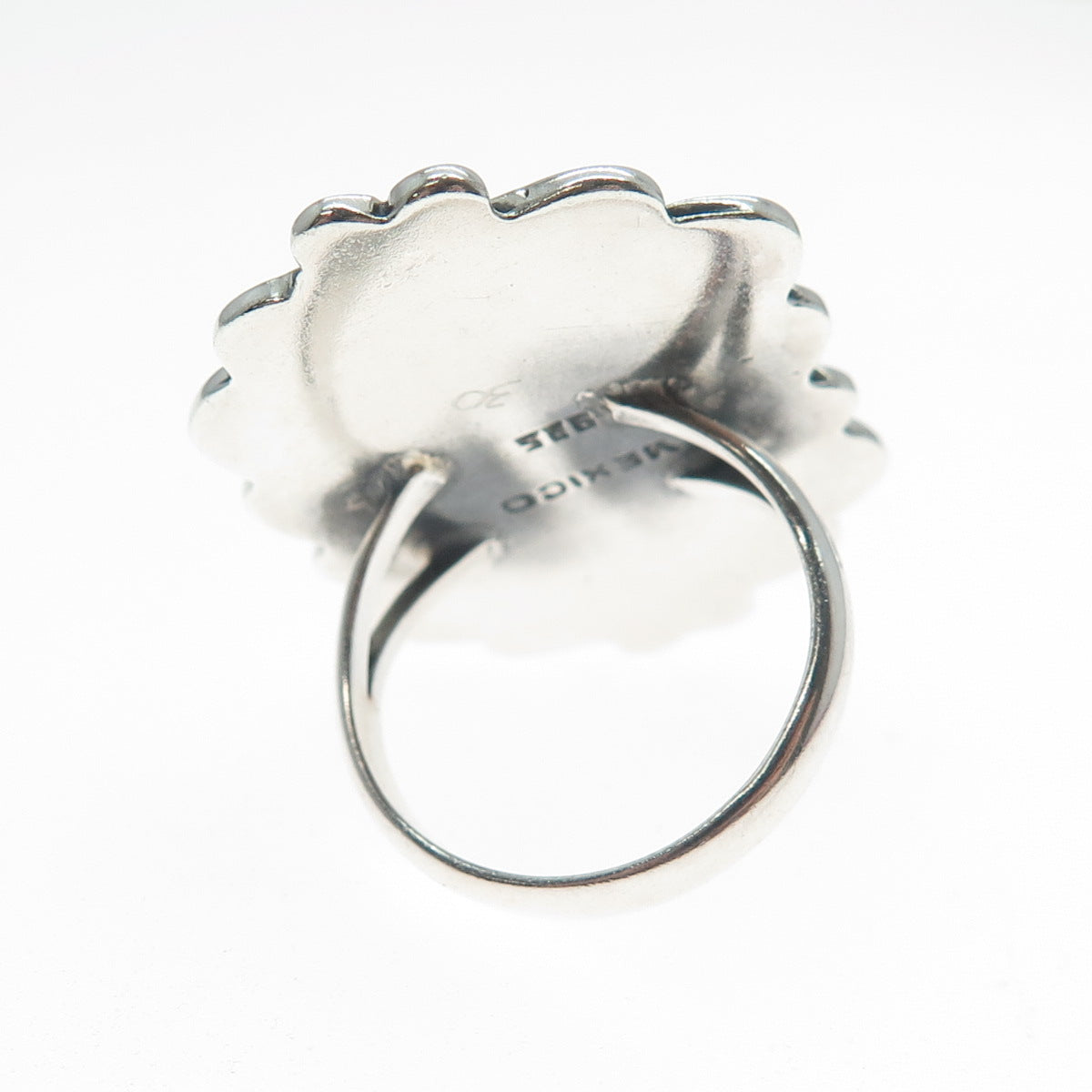 925 Sterling Silver Vintage Mexico Real Black Onyx Modernist Ring Size 7