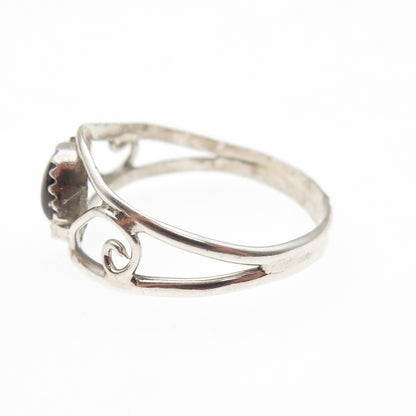 925 Sterling Silver Vintage Real Red Garnet Swirl Ring Size 10.25