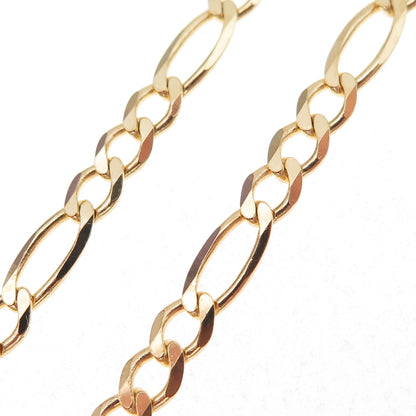 Han 925 Sterling Silver Gold Plated Italy Figaro Chain Necklace 18"