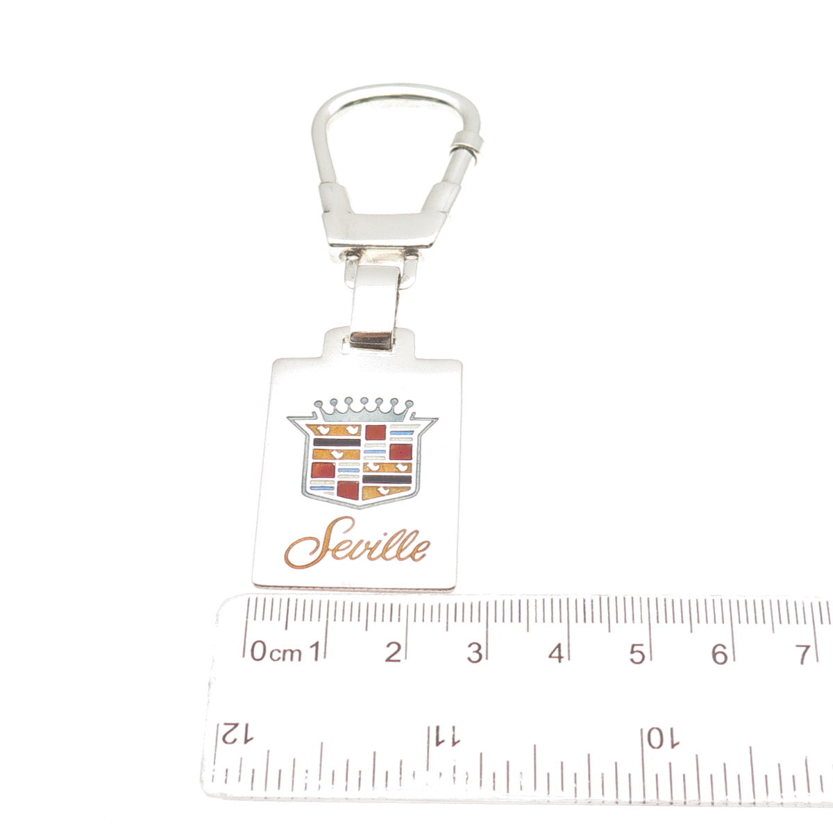 925 Sterling Silver Vintage Italy Enamel Seville Cadillac Logo Key Fob Chain