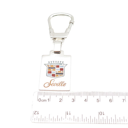 925 Sterling Silver Vintage Italy Enamel Seville Cadillac Logo Key Fob Chain