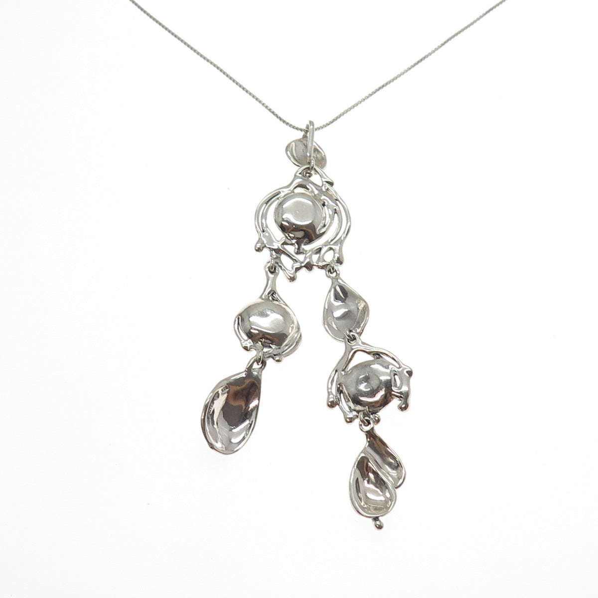 HAGIT GORALI Sterling Vintage Israel Real Pearl Modernist Box Chain Necklace 28"