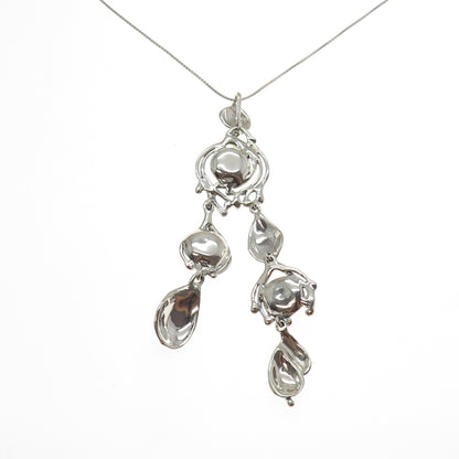 HAGIT GORALI Sterling Vintage Israel Real Pearl Modernist Box Chain Necklace 28"