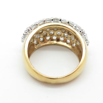 925 Sterling Silver Gold Plated Round-Cut C Z Ring Size 6.5