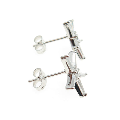 925 Sterling Silver C Z Starfish Stud Earrings