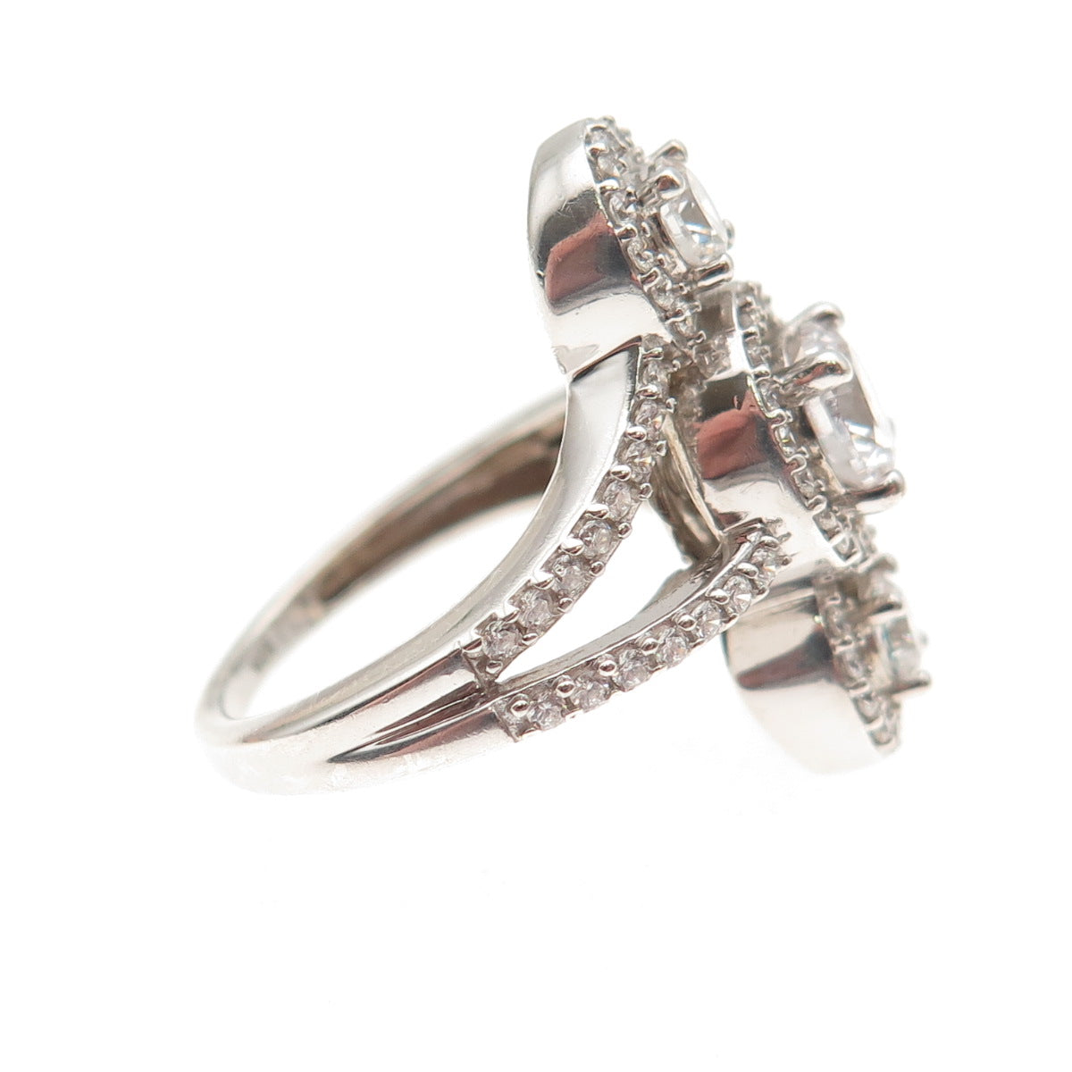 925 Sterling Silver Round-Cut C Z Sparkle Ring Size 6