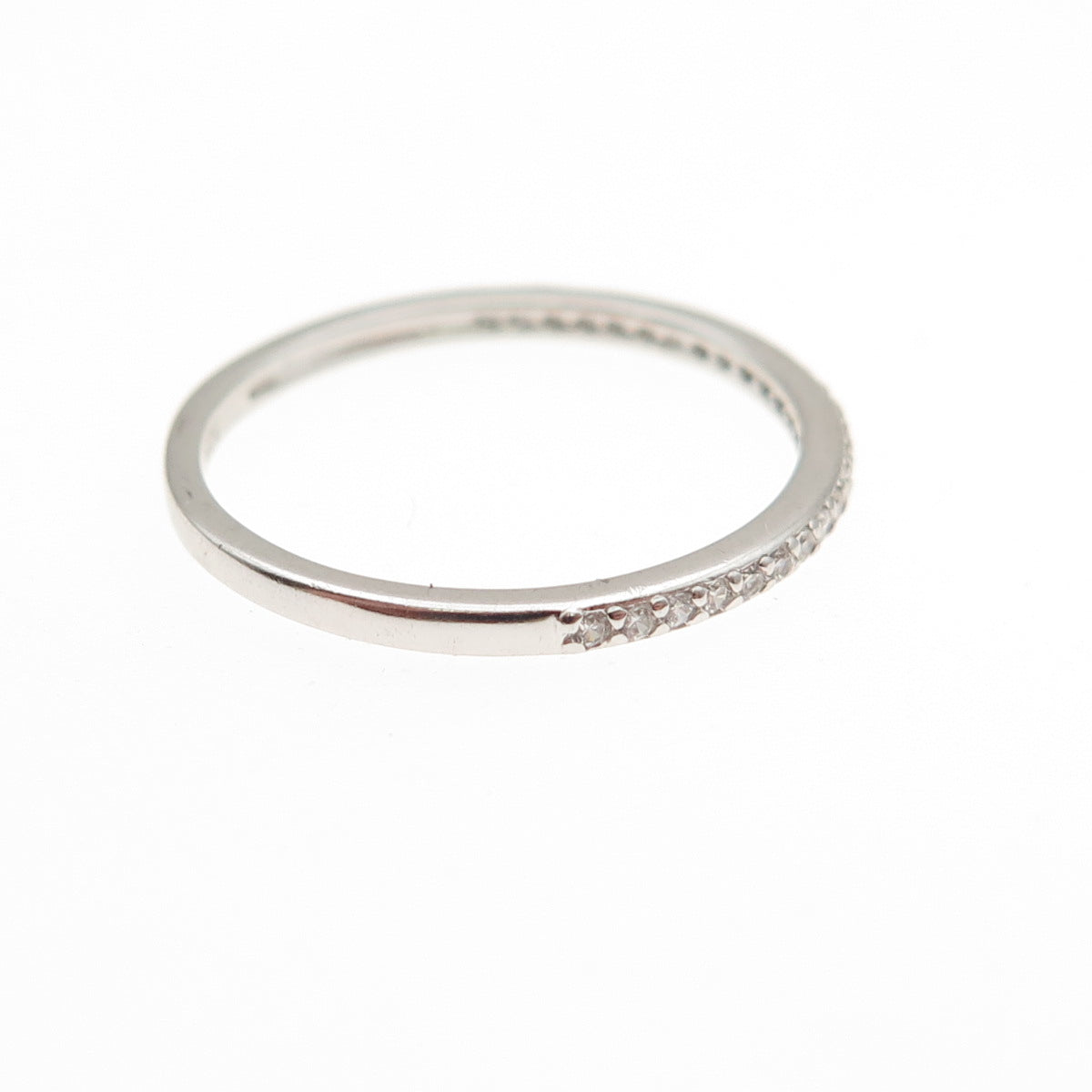 925 Sterling Silver Round-Cut C Z Half Eternity Stackable Band Ring Size 6