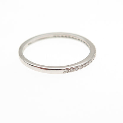 925 Sterling Silver Round-Cut C Z Half Eternity Stackable Band Ring Size 6