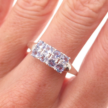 D'Joy 925 Sterling Silver Real Round-Cut Tanzanite Ring Size 10
