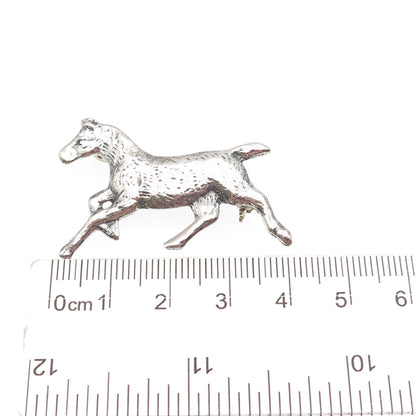 925 Sterling Silver Vintage Wild Horse Oxidized Pin Brooch