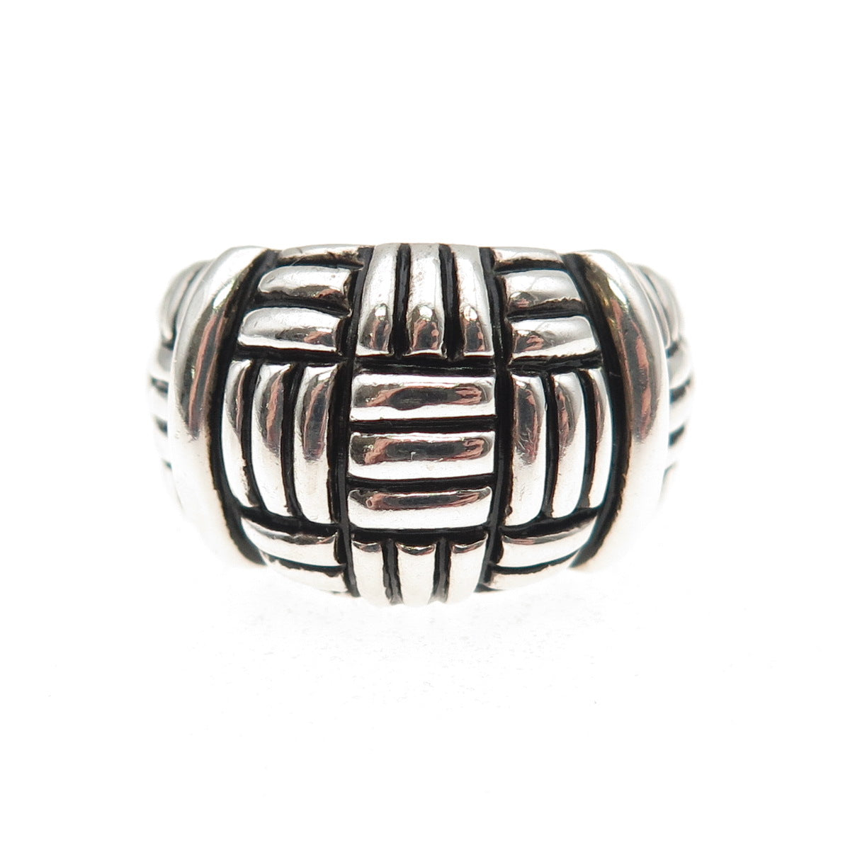 ESPO Joseph Esposito 925 Sterling Silver Vintage Woven Oxidized Ring Size 7