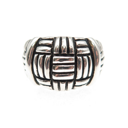 ESPO Joseph Esposito 925 Sterling Silver Vintage Woven Oxidized Ring Size 7