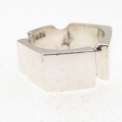 925 Sterling Silver Vintage Mexico Modernist Ring Size 9.25