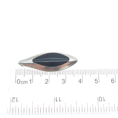 925 Sterling Silver Vintage Black Onyx Turquoise Gem Double Sided Slide Pendant