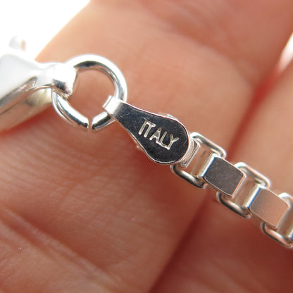 925 Sterling Silver Vintage Italy Box Link Bracelet 7"