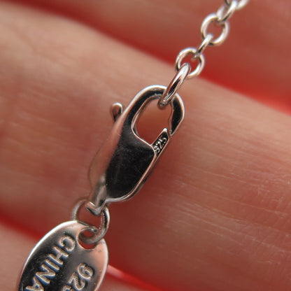 925 Sterling Silver Real Round-Cut Diamond Flower Cable Chain Necklace 20"