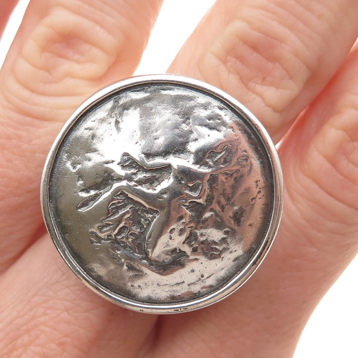 Silpada 925 Sterling Silver Vintage Roman Coin Oxidized Ring Size 7