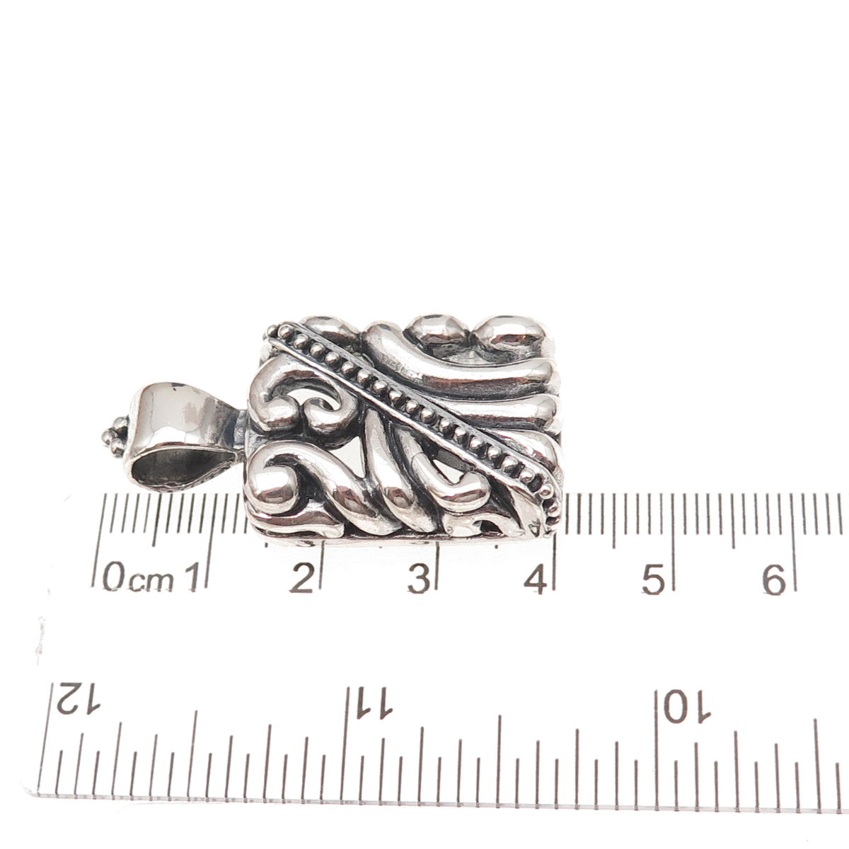 925 Sterling Silver Vintage Mexico Floral Oxidized Pendant