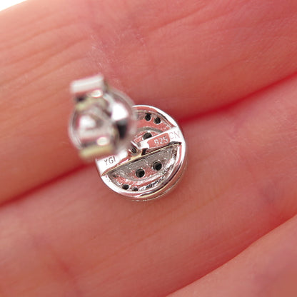 925 Sterling Silver Real Round-Cut Black Spinel Stud Earrings