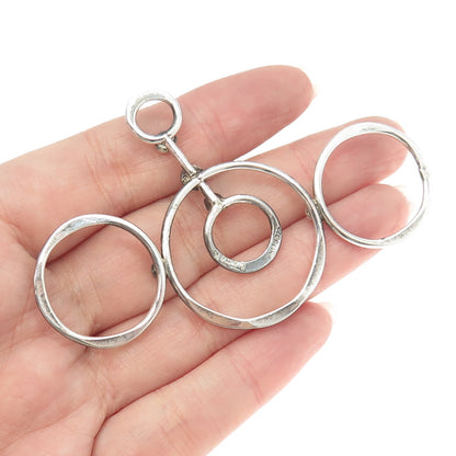 MARTIN LASAK 925 Sterling Silver Vintage Modernist Hammered Circle Pendant