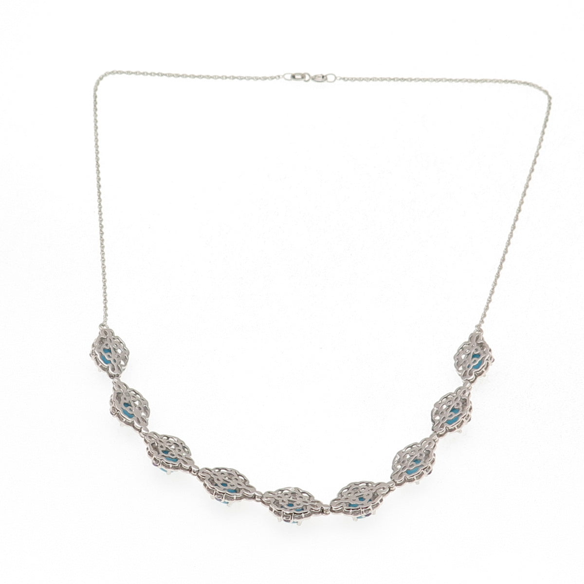 Chuck Clemency 925 Sterling Silver Real Turquoise & Tanzanite Chain Necklace 18"