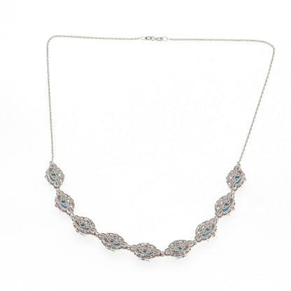 Chuck Clemency 925 Sterling Silver Real Turquoise & Tanzanite Chain Necklace 18"