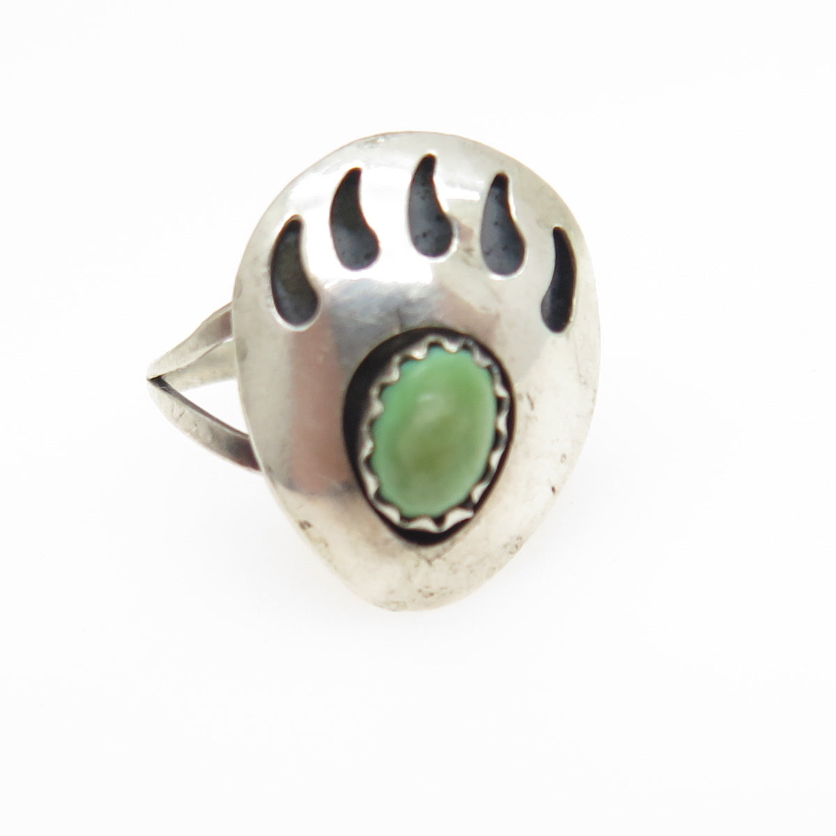 Old Pawn 925 Sterling Vintage Southwestern Turquoise Tribal Ring Size 2.75