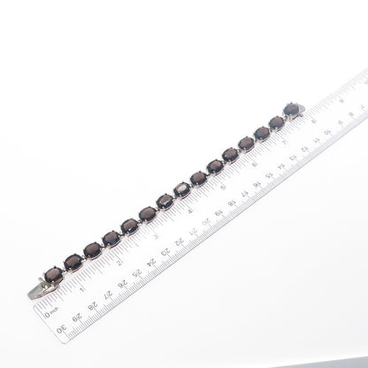 ALEXANDRIA & CO. 925 Sterling Silver Real Oval-Cut Smoky Quartz Bracelet 7.25"