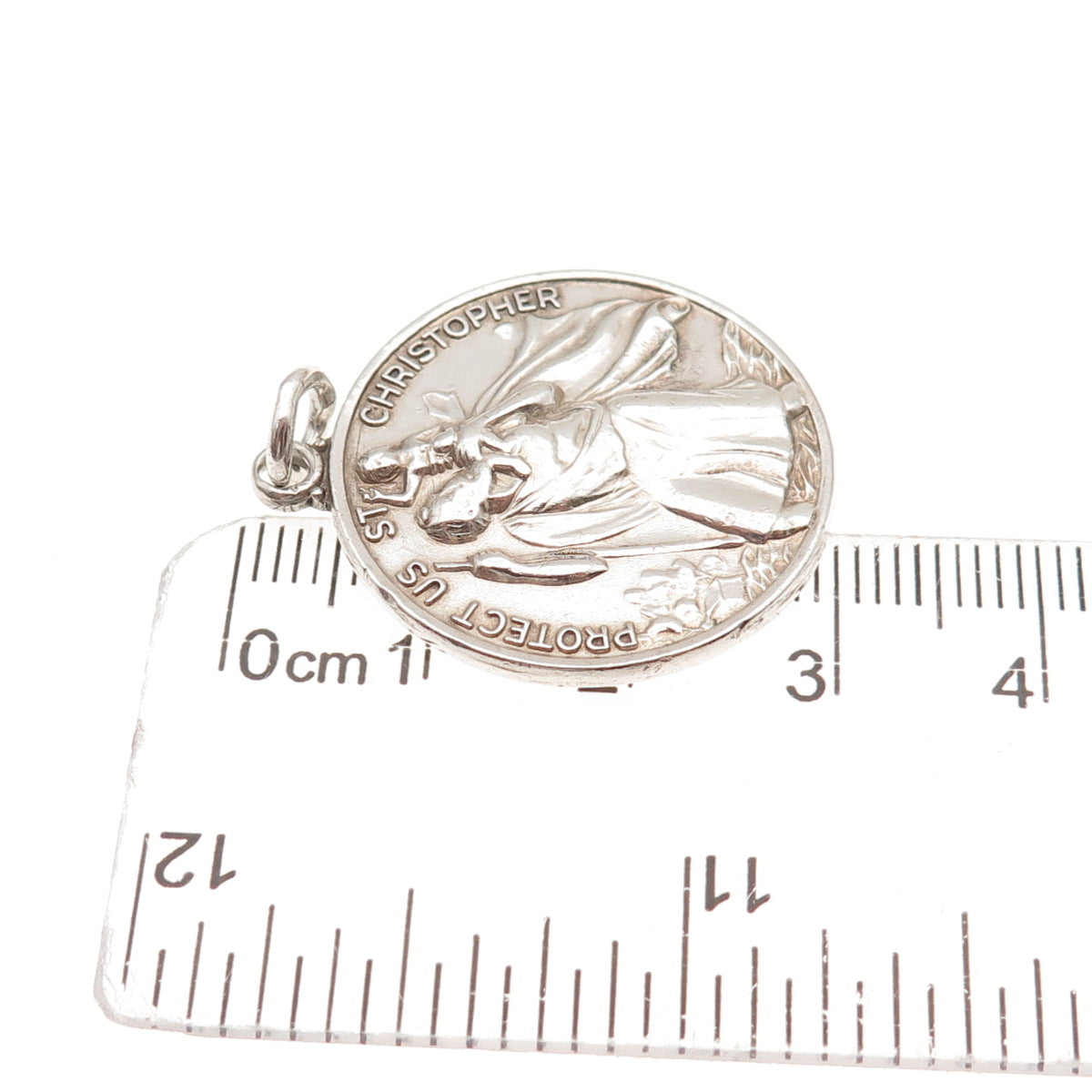 925 Sterling Silver Vintage St. Christopher Religious Medal Charm Pendant