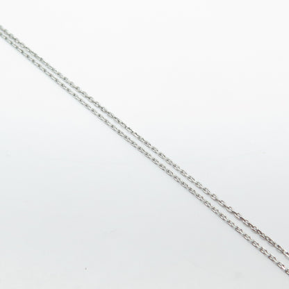 925 Sterling Silver Pave C Z Pendant Rolo Chain Necklace 14"