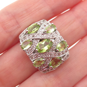 925 Sterling Silver Real Peridot & White Topaz Slide Charm Pendant