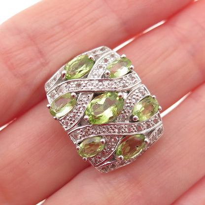 925 Sterling Silver Real Peridot & White Topaz Slide Charm Pendant