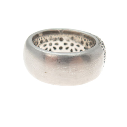 DSMK 925 Sterling Silver Round-Cut C Z Puffy Band Ring Size 7.75