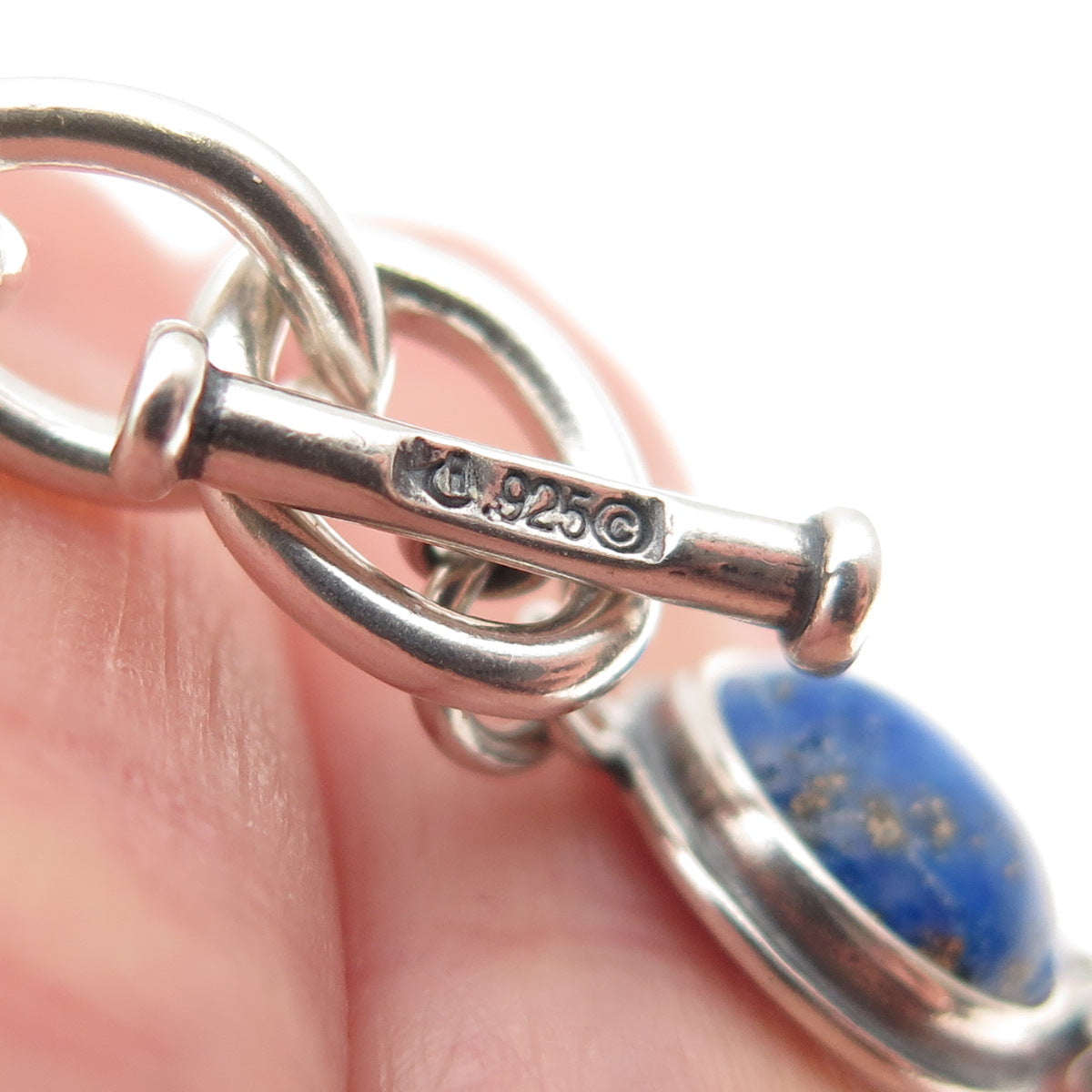 CAROLYN POLLACK 925 Sterling Silver Vintage Real Lapis Bracelet 8"