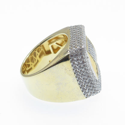 925 Sterling Silver Gold Plated Round-Cut Shaped C Z Sparkle Dome Ring Size 10.5
