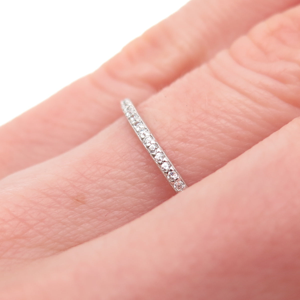 925 Sterling Silver Round-Cut C Z Half Eternity Stackable Band Ring Size 6