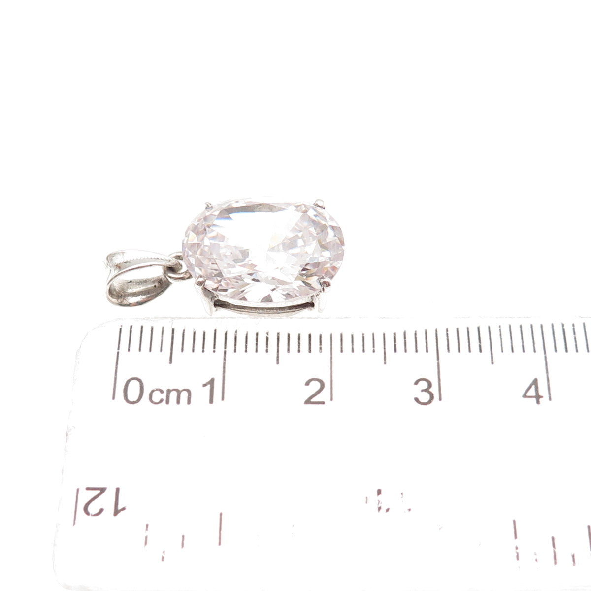 925 Sterling Silver Oval-Cut C Z Mini Charm Pendant